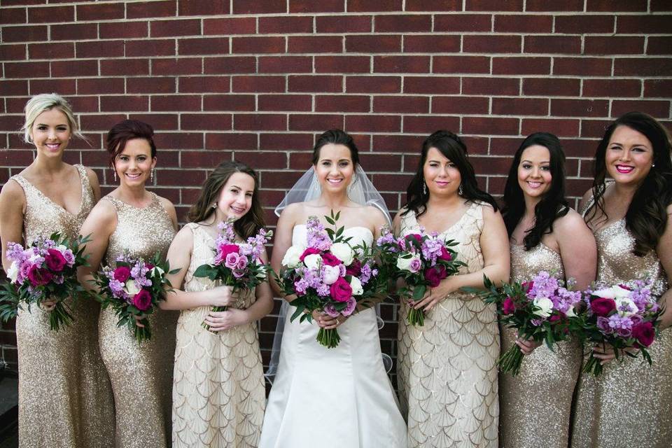 Bride and bridesmaids