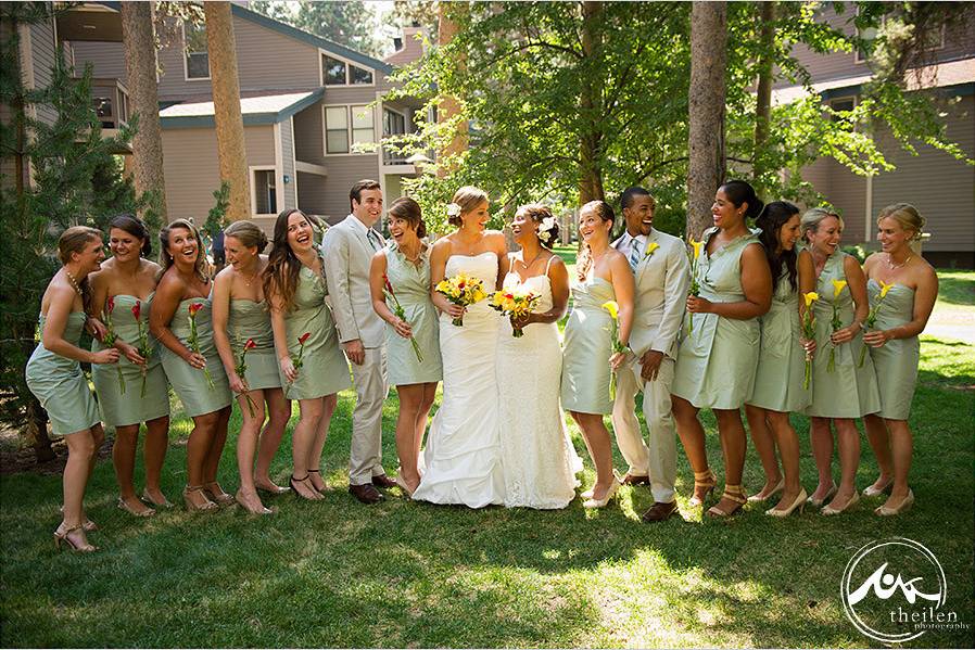 Bride and her bridesmaids