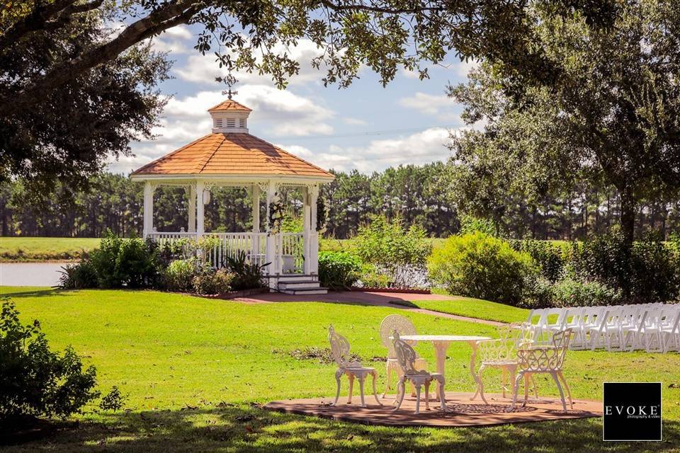 Gazebo and lake view