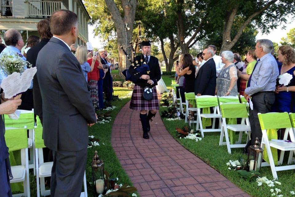 Bagpipes and outdoor ceremony