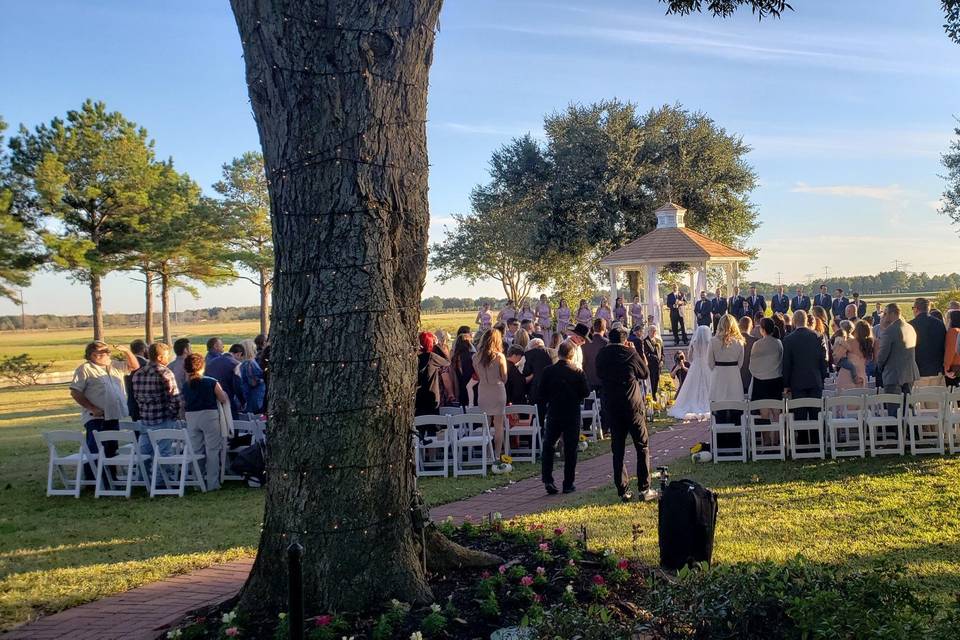 Outdoor wedding with view