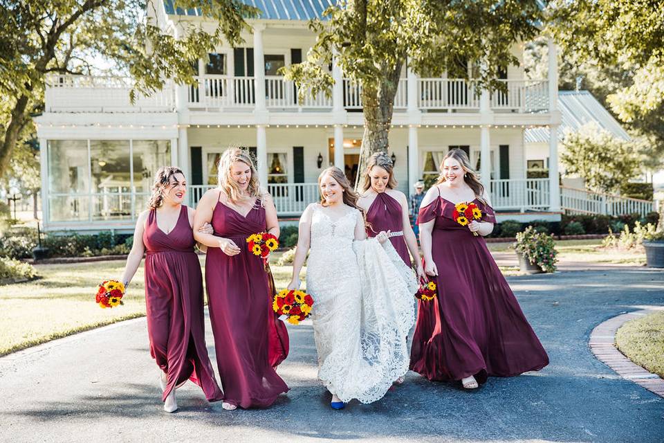 The bride and the bridesmaids