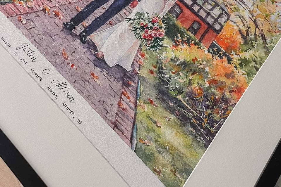 Watercolor Wedding Portrait