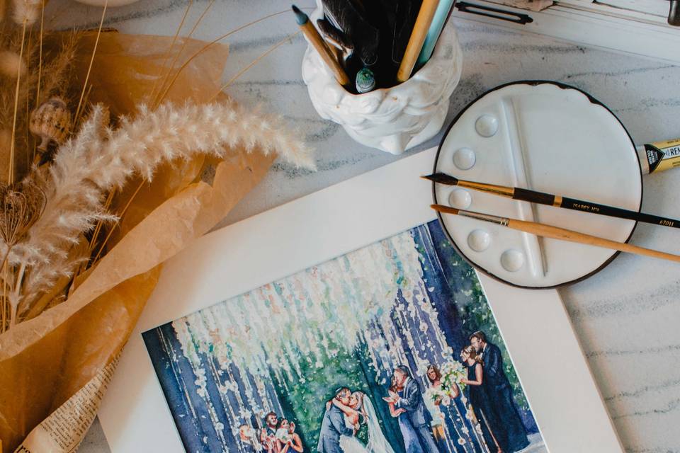 Watercolor Wedding Portrait