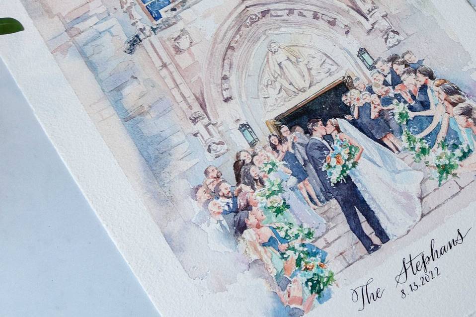 Watercolor Wedding Portrait