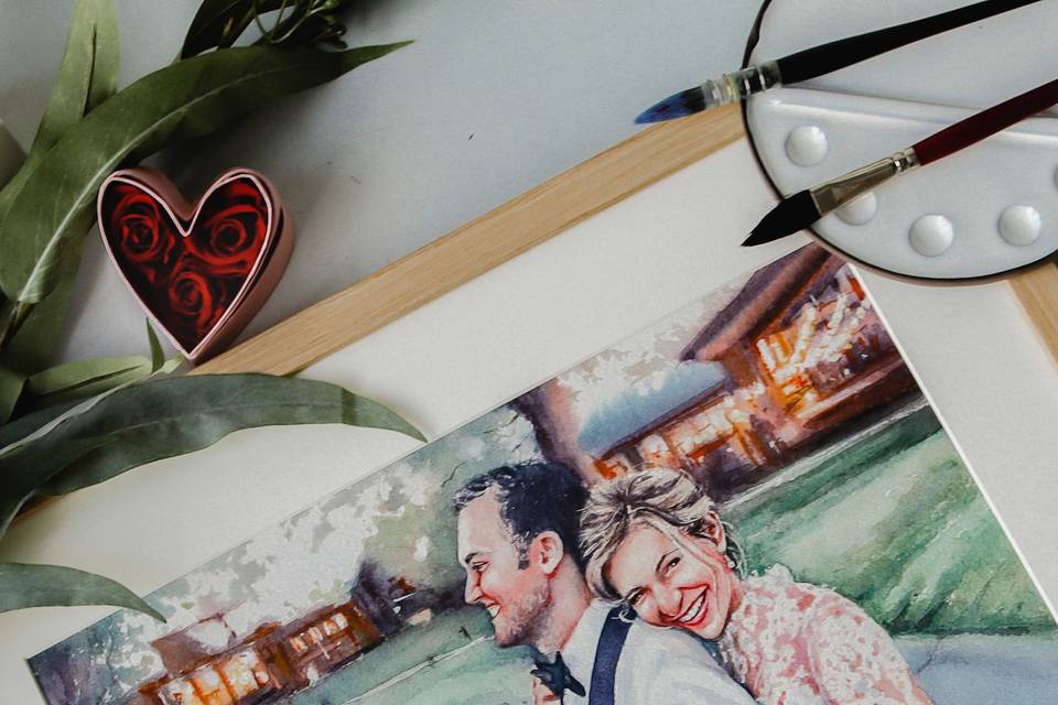 Watercolor Wedding Portrait