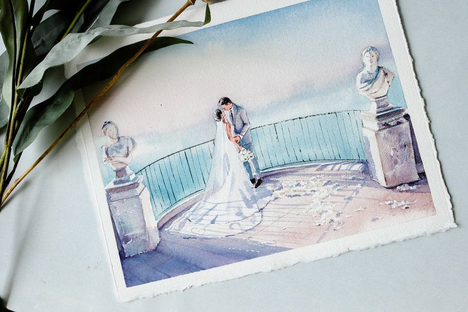 Watercolor Wedding Portrait