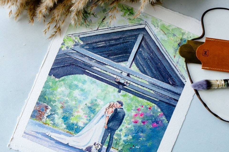 Watercolor Wedding Portrait