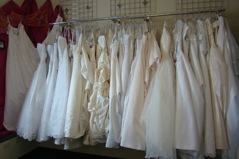 This is a part of the selection of gowns currently available in our shop.