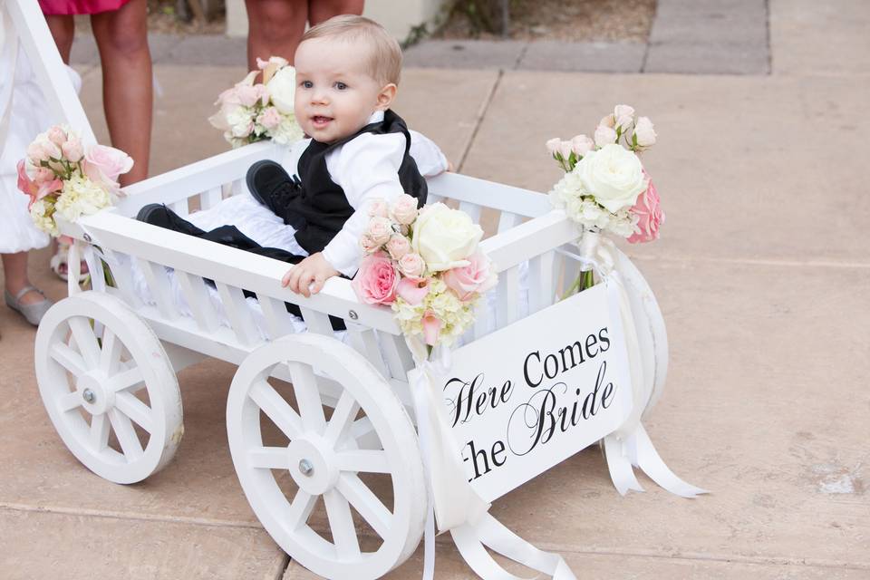 Little boy on the cart