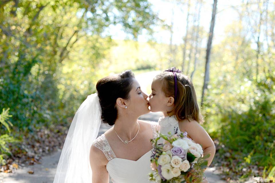 Bride and flower girl