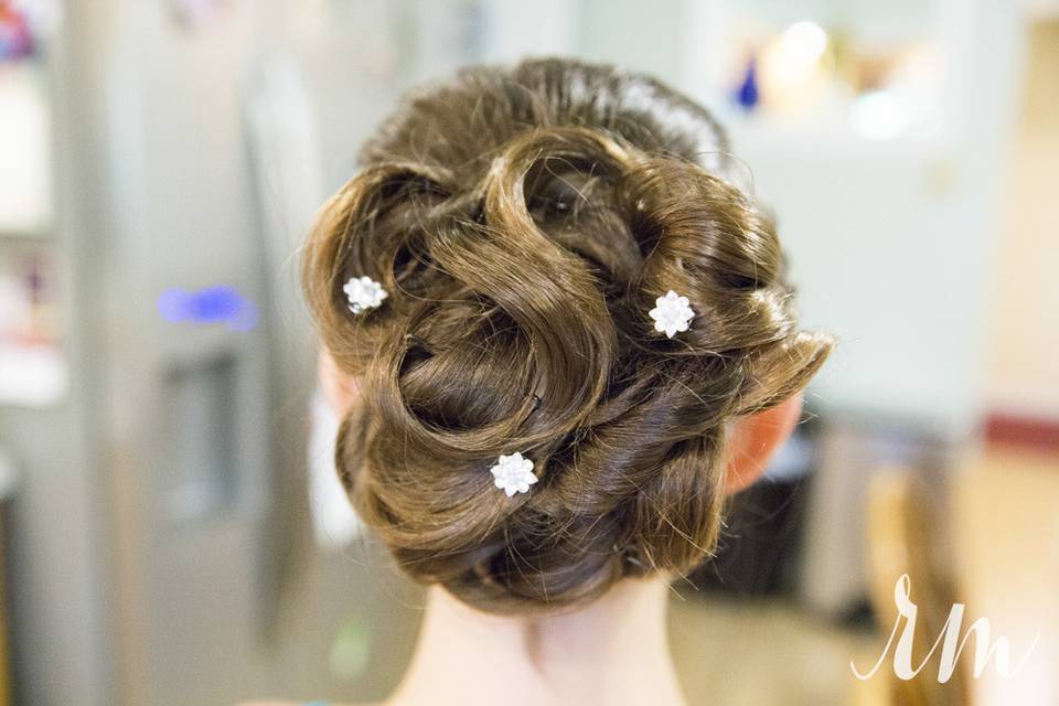 Updo with accessory