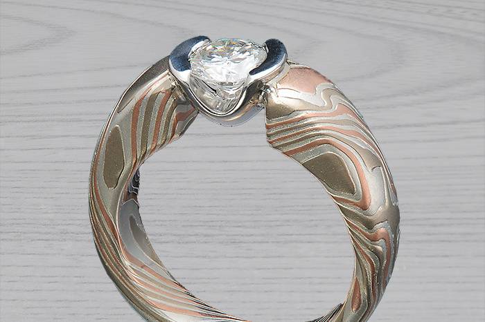 Diamond Mokume Ring