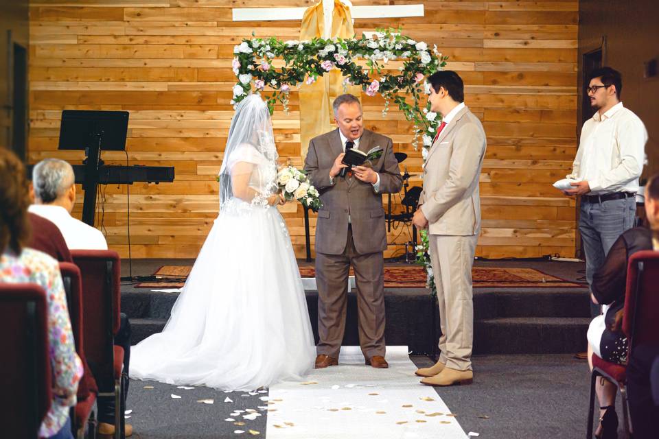 Eyes on the bride and groom