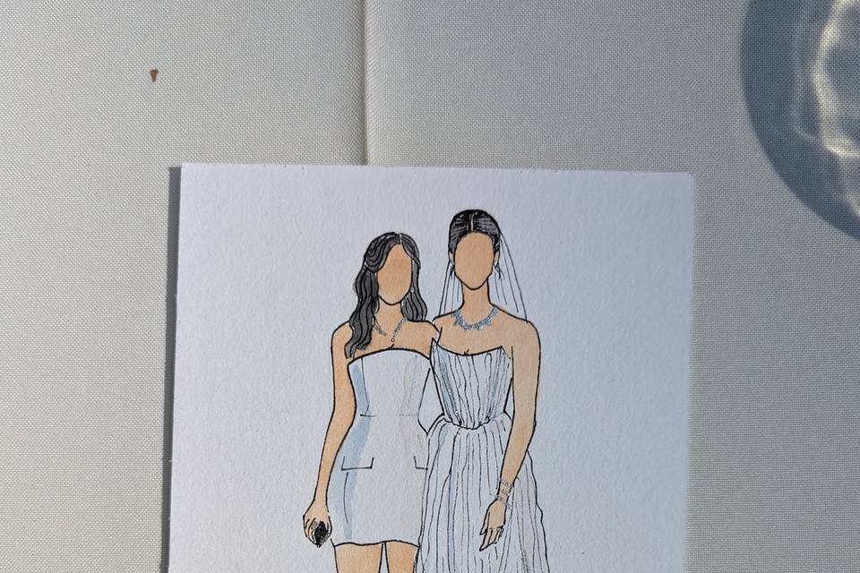Maid of honor and bride
