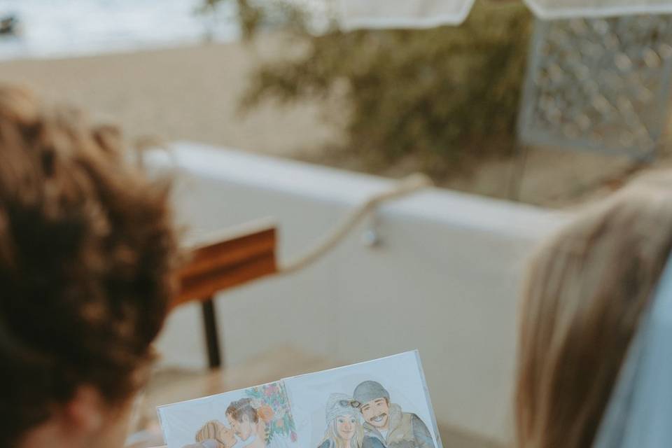 Checking out their portraits