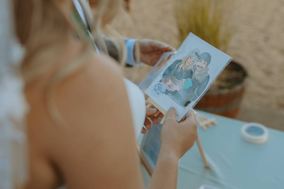Looking at a family portrait
