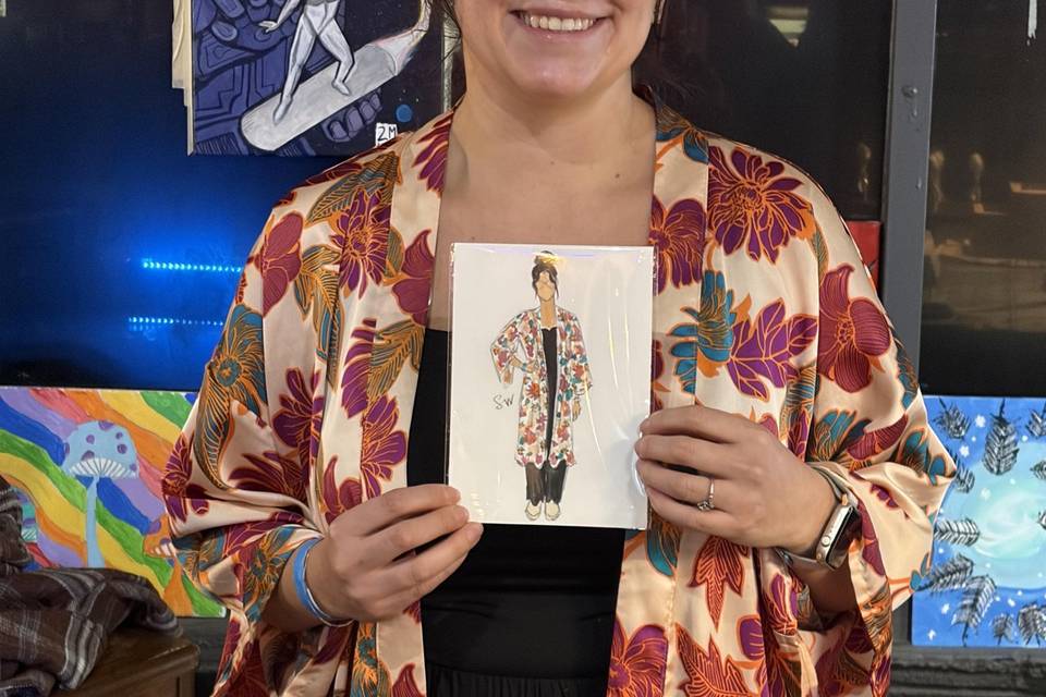 Happy guest with portrait