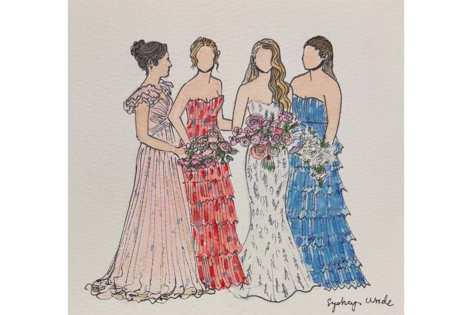 Bride + bridesmaids