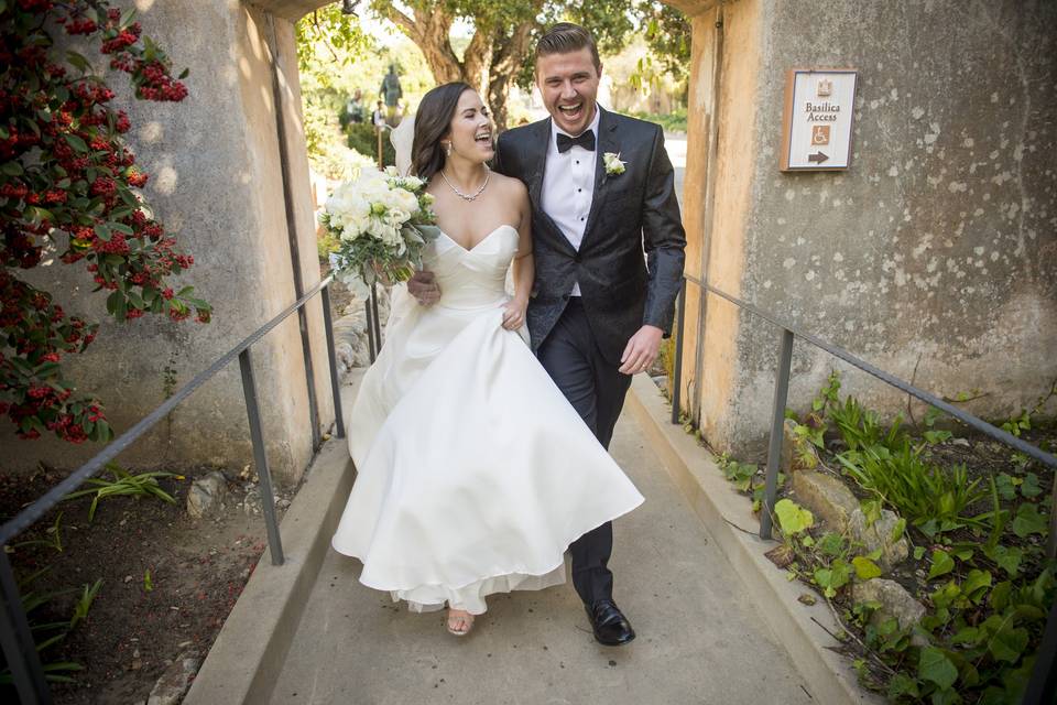 Happy couple at Carmel Mission