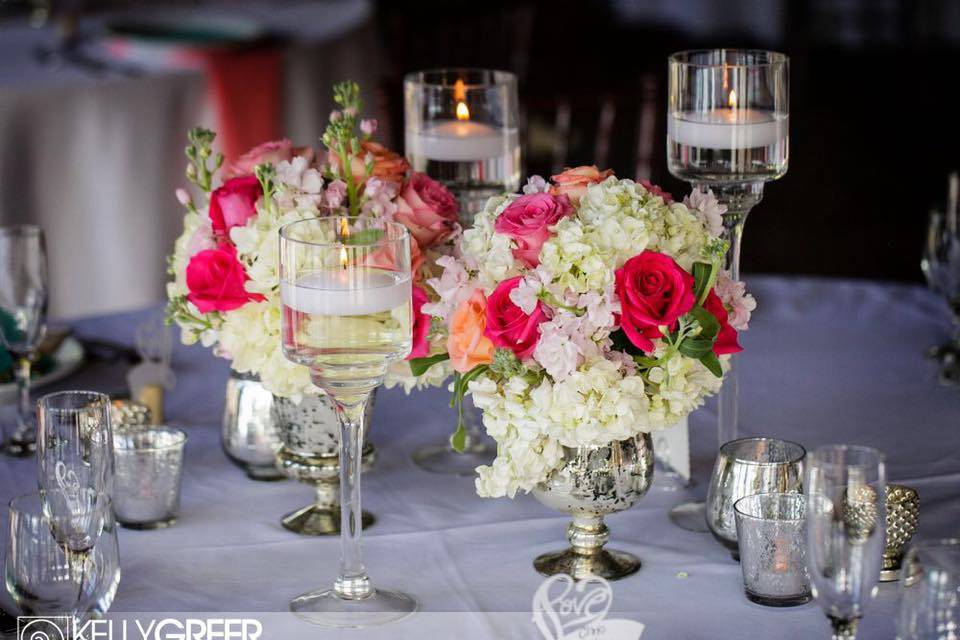 Table setup with centerpiece