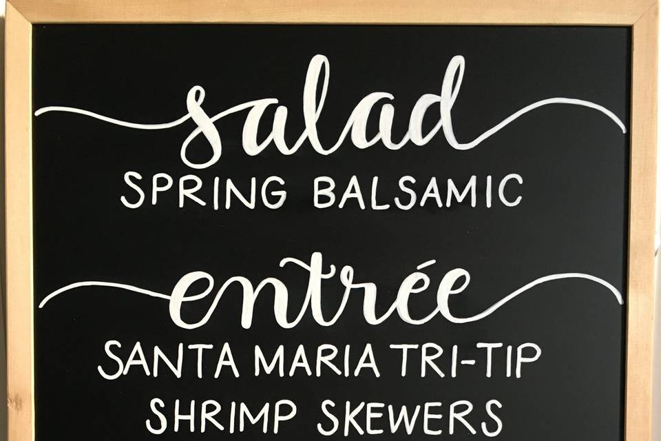 Chalkboard menu