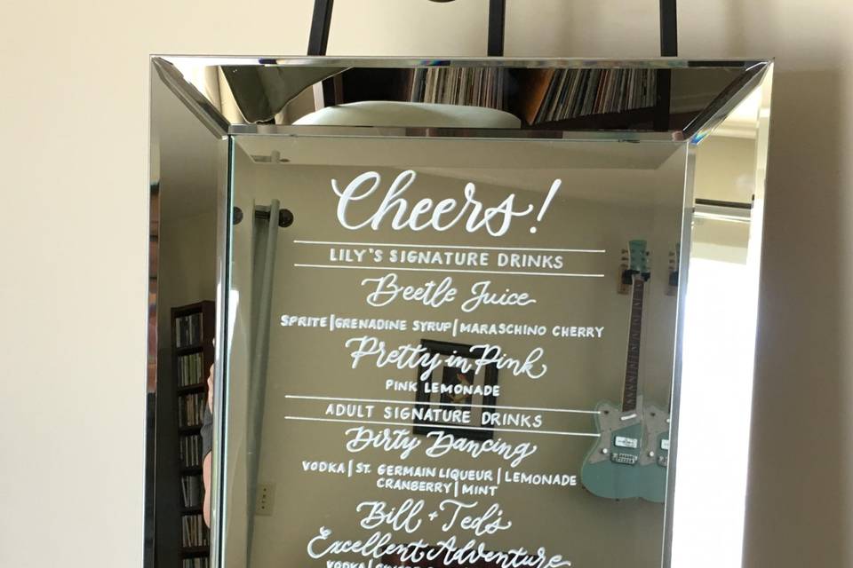 Beverage menu mirror