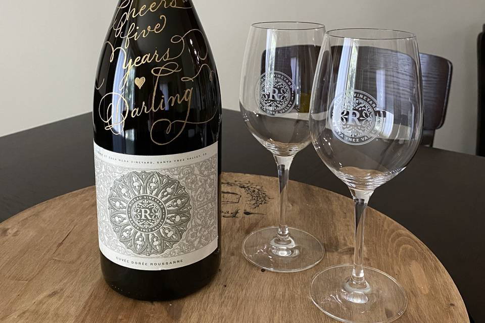 Engraved wine bottle