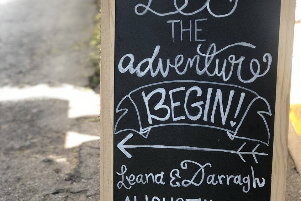 Welcome sign chalk board
