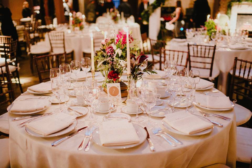 Table setup with centerpiece