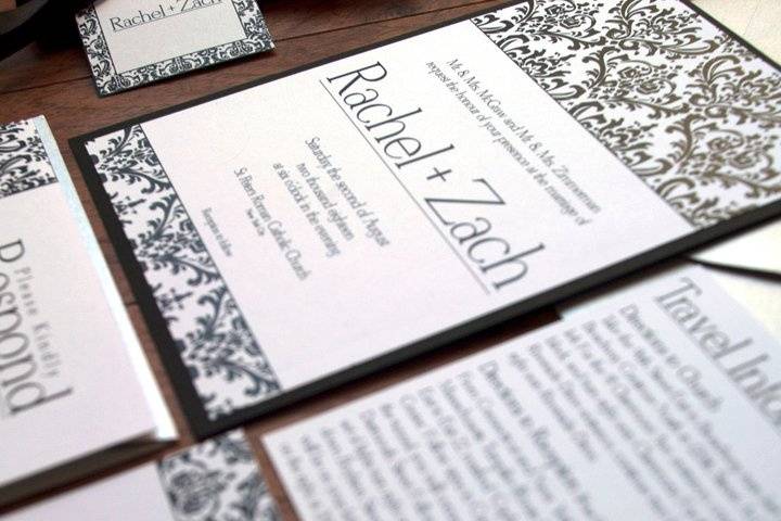 Contemporary Brocade Wedding Invitation Suite