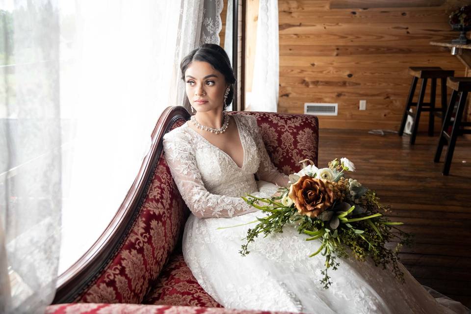 Beautiful Bride on Couch