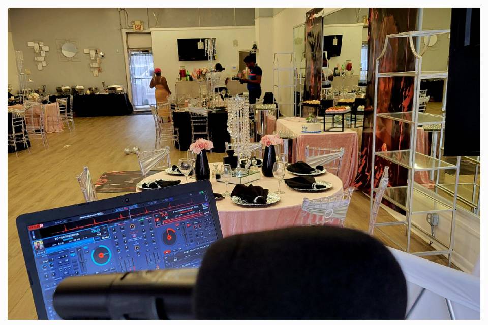 Behind the booth