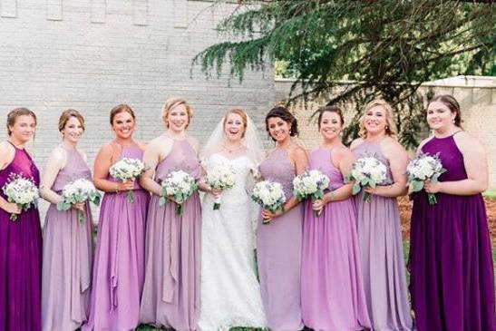 Bride and her bridesmaids