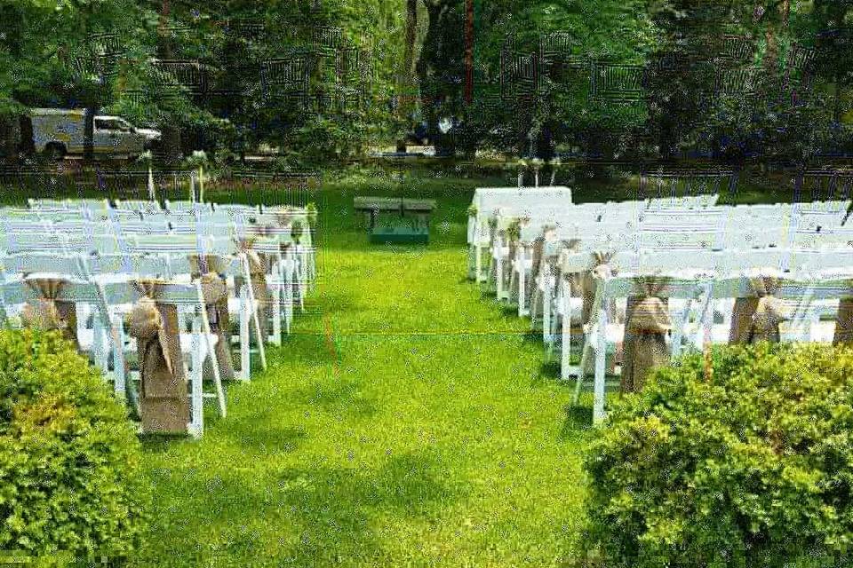 White resin ceremony chairs
