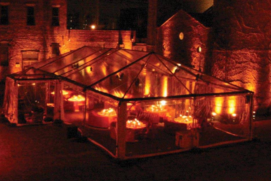 Clear Top Tent at night
