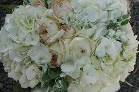 White hydrangea and garden roses