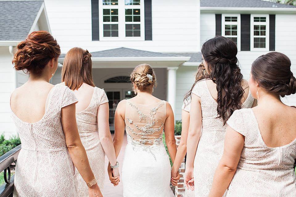 The bride with her bridesmaids