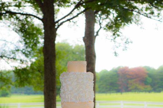 Multiple layered wedding cake