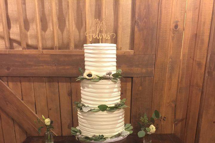 Multiple layered wedding cake