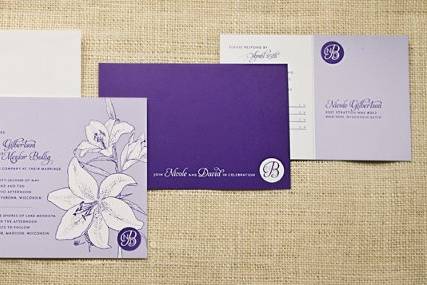 Floral invitation in purple hues