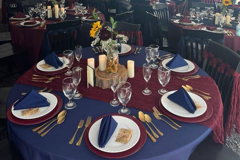 Navy and Wine Tables