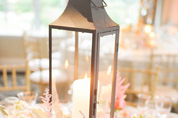 Lantern and floral centerpiece