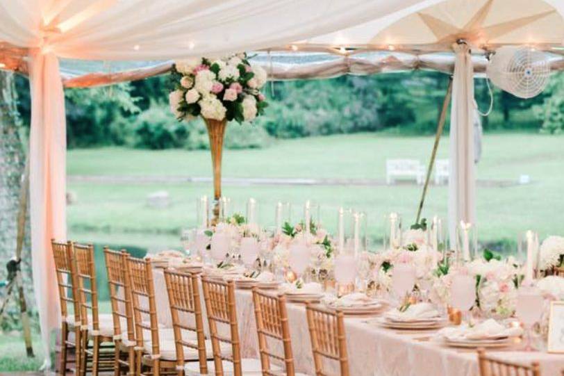 Raised floral centerpiece