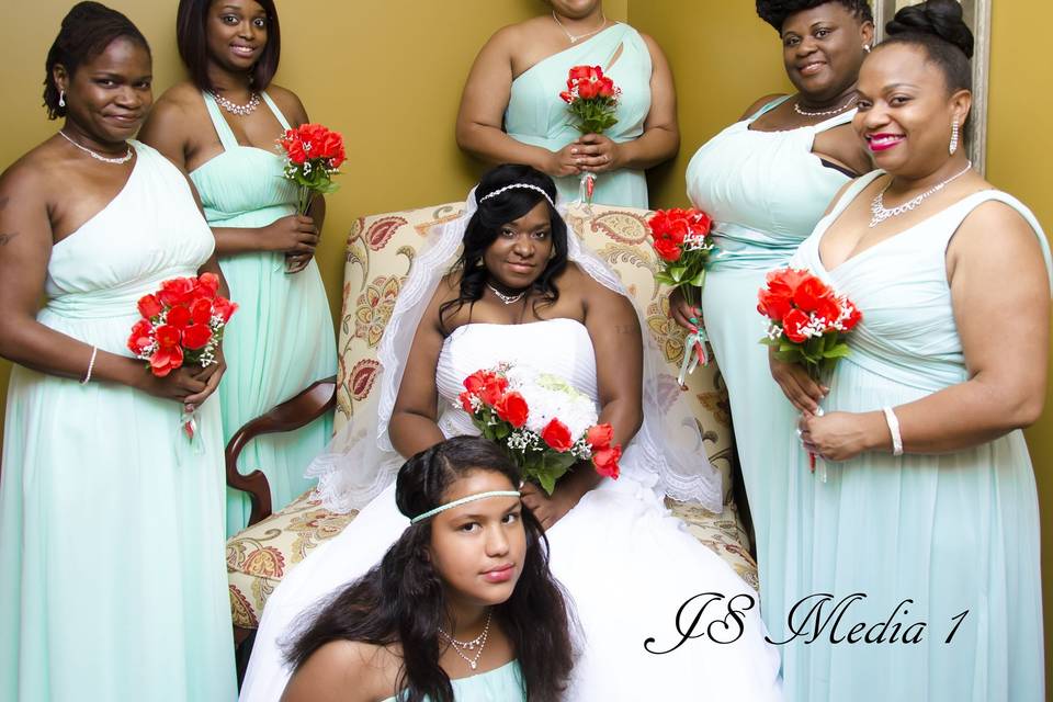 The bride and bridesmaids