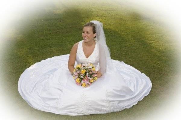 The bride holding her bouquet