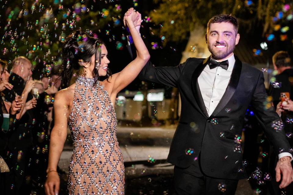 Newlyweds celebrating