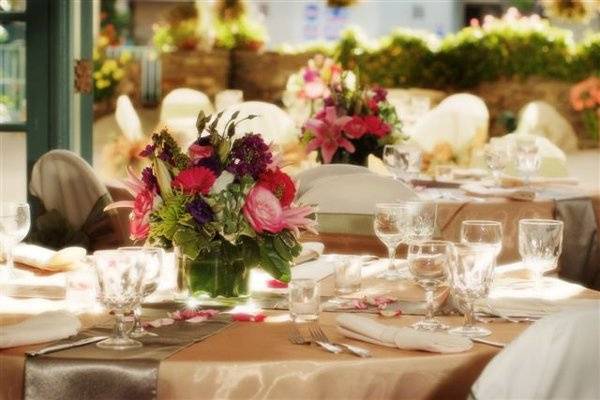 Table setup with centerpiece