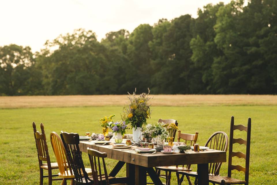 Farm table and chairs