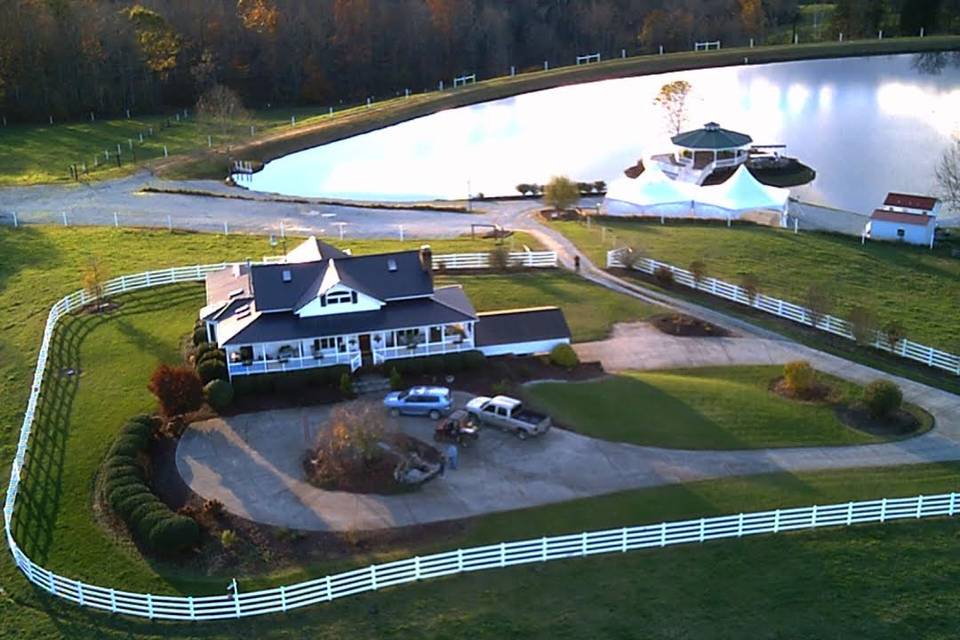 Aerial shot of the farm